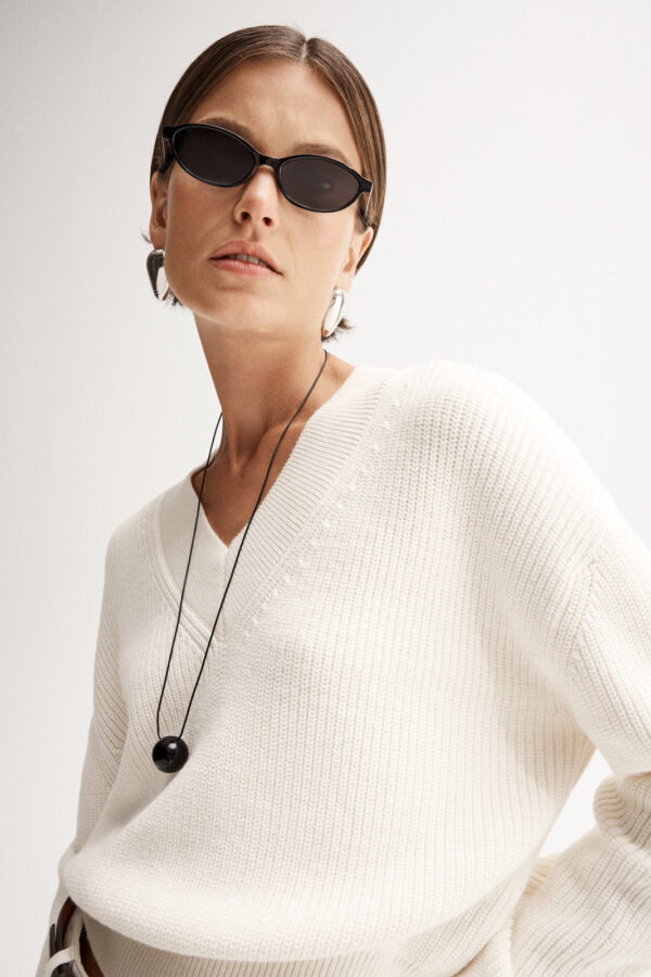 Elka Collective Chester Knit Jumper Ecru - Image 3