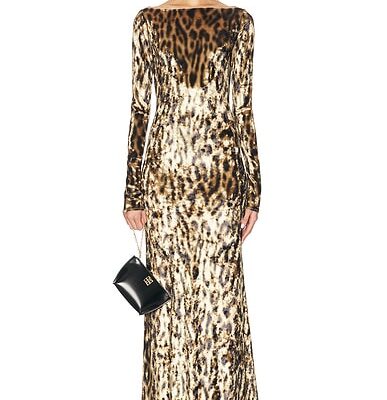 Lapointe Velvet Leopard Boatneck Gown
