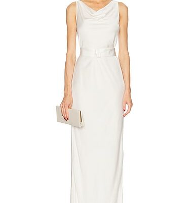 Lapointe Lightweight Satin Bias Belted Gown
