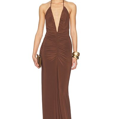 MONOT V Neck Draped Dress