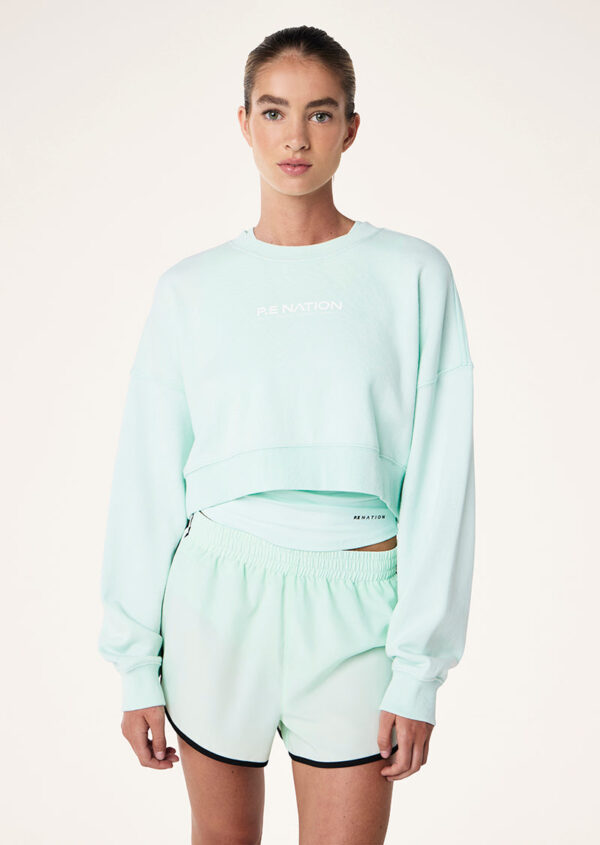 P.E Nation Namedrop Cropped Sweat In Hint Of Mint - Image 3