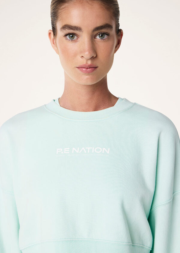 P.E Nation Namedrop Cropped Sweat In Hint Of Mint - Image 2