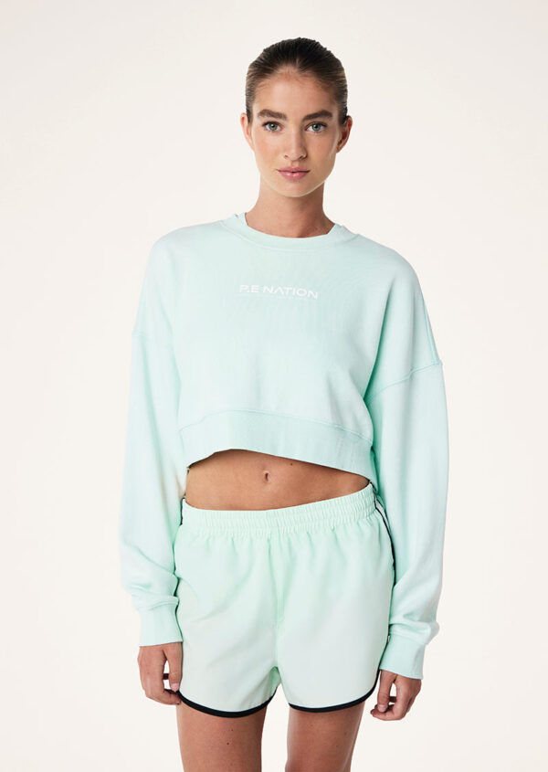 P.E Nation Namedrop Cropped Sweat In Hint Of Mint