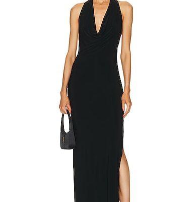 Norma Kamali Halter Neeta Side Slit Gown