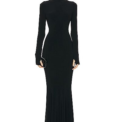 Norma Kamali Long Sleeve Turtle Fishtail Gown