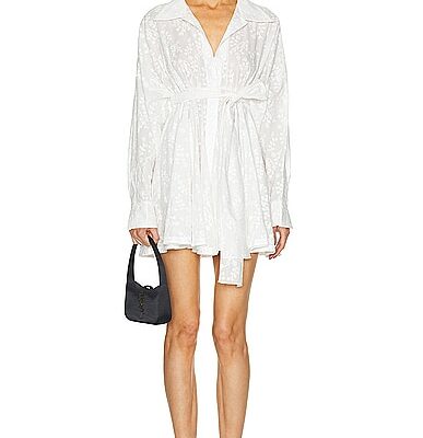 Norma Kamali Super Oversized Boyfriend Shirt Babydoll Mini Dress