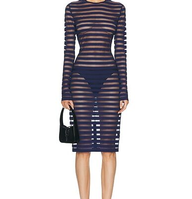 Norma Kamali Long Sleeve Crewneck Dress
