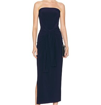 Norma Kamali Strapless All in One Side Slit Gown