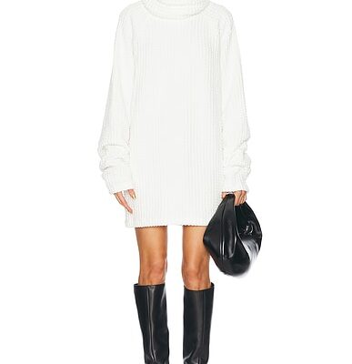 Norma Kamali Oversized Raglan Sleeve Turtleneck Mini Dress