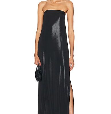 Norma Kamali Strapless Tailored Side Slit Gown
