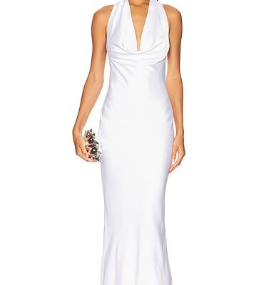 Norma Kamali Halter Drape Bias Gown