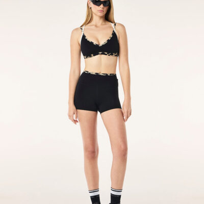 P.E Nation Global Vita 2.5" Bike Short In Black & Leopard