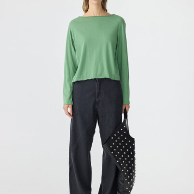 BASSIKE Raw Neck Boxy Long Sleeve T-Shirt