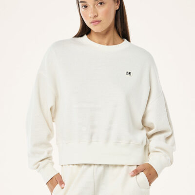 P.E Nation Printemps Waffle Sweat In Whisper White