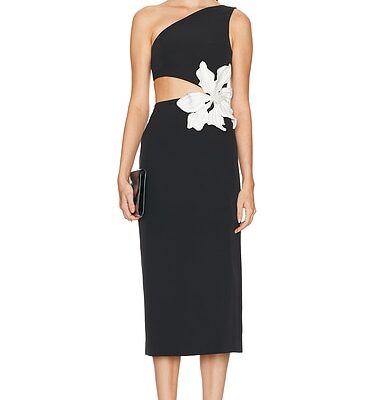 PatBO Flower Applique Midi Dress