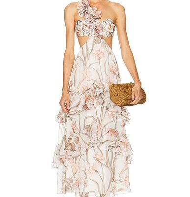 PatBO Botanic Retro Flower Applique Beach Dress