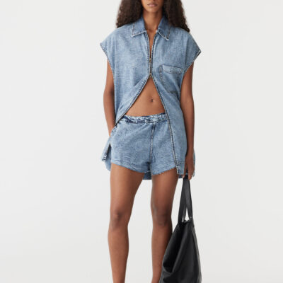 BASSIKE Denim Pull On Mini Short