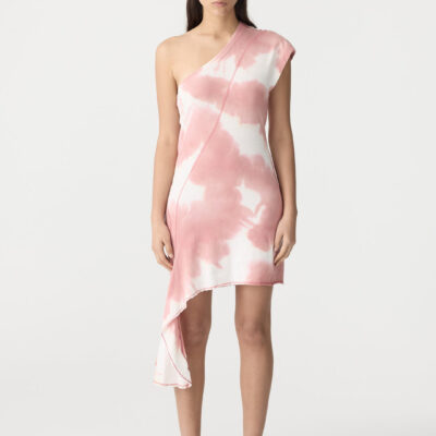 BASSIKE Pink Burst Mini One Shoulder Dress