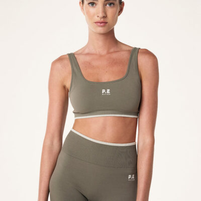 P.E Nation Restore Seamless Scoop Bra In Khaki