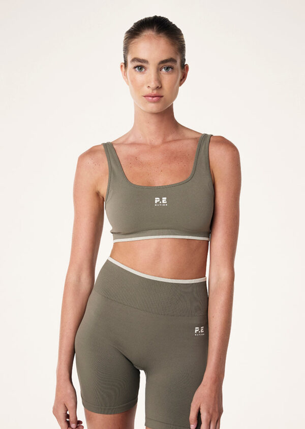 P.E Nation Restore Seamless Scoop Bra In Khaki