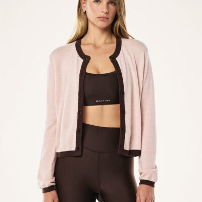 P.E Nation Global Rise Knit Cardigan In Chalk Pink