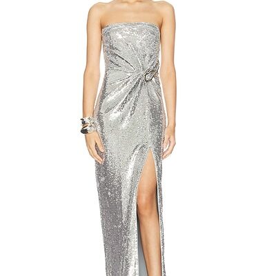 Roland Mouret Sequin Strapless Buckle Gown