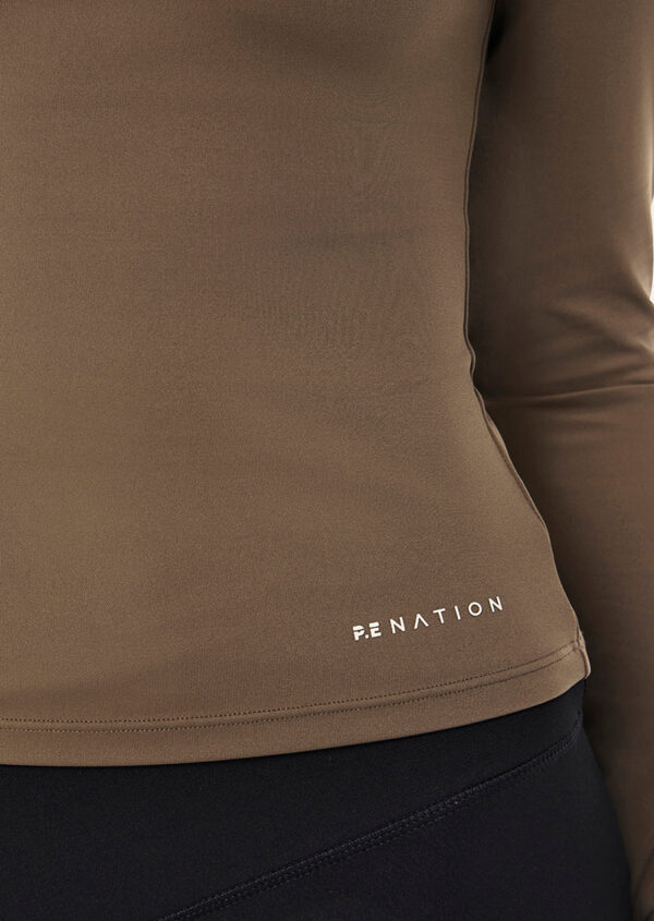 P.E Nation Global Routine Quarter Zip Long Sleeve Top In Walnut - Image 3