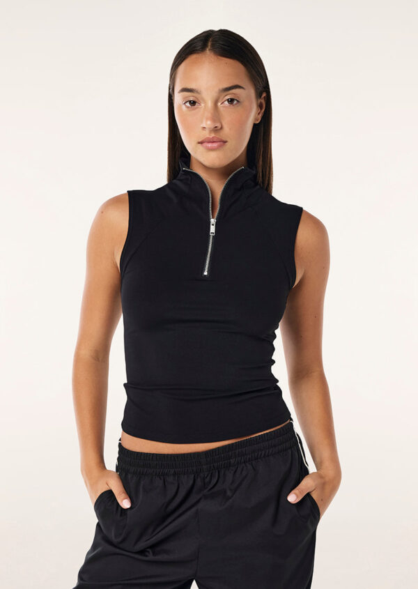P.E Nation Routine Quarter Zip Tank In Black