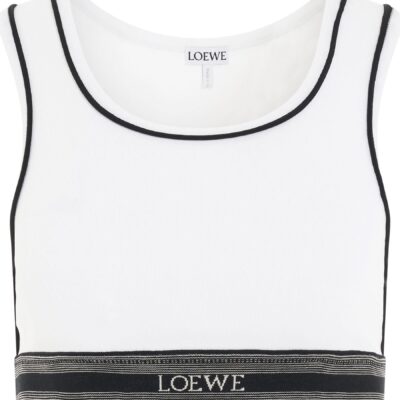 Loewe Logo Cropped Tank Top in White