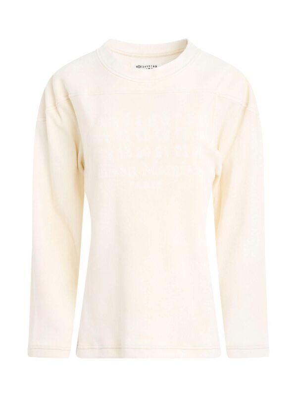 Maison Margiela Rib Cotton Logo Sweatshirt in Off White