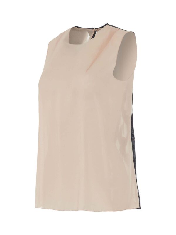 Maison Margiela Silk Blend Short Sleeve Top in Skin - Image 2