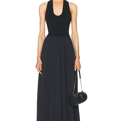 St. Agni Plunge Neck Dress