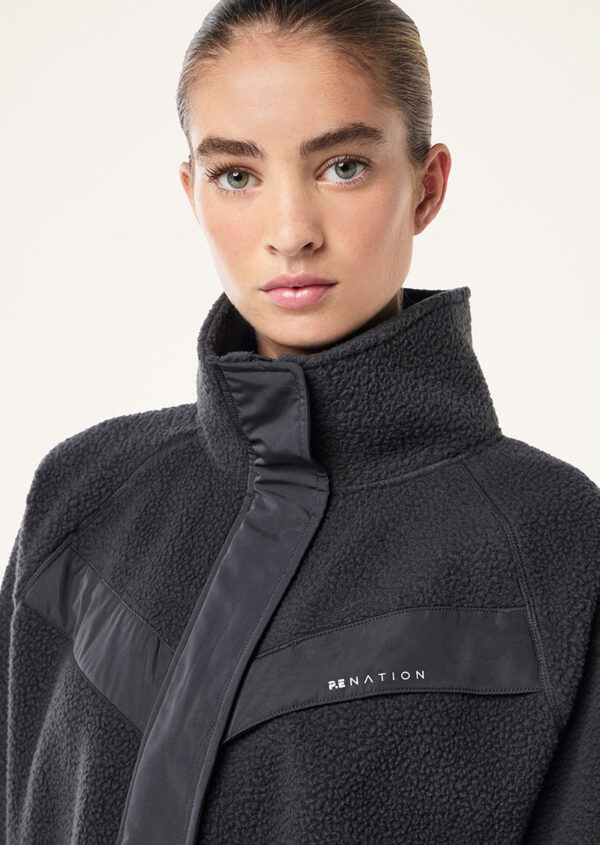 P.E Nation Shelter Sherpa Jacket In Asphalt - Image 2