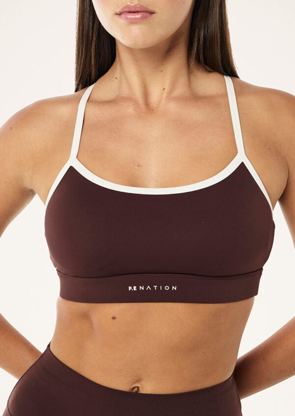 P.E Nation Signature Sports Bra In Mahogany - Image 3