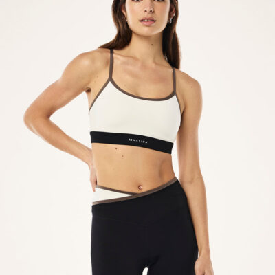P.E Nation Global Signature Sports Bra In Whisper White & Walnut