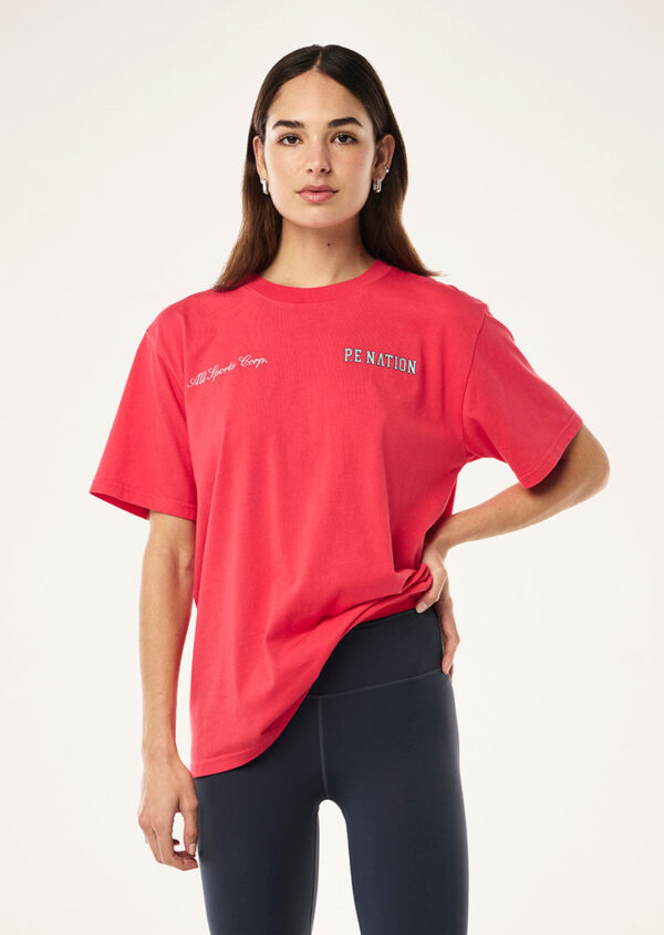 P.E Nation Global Slate Tee In Washed Strawberry