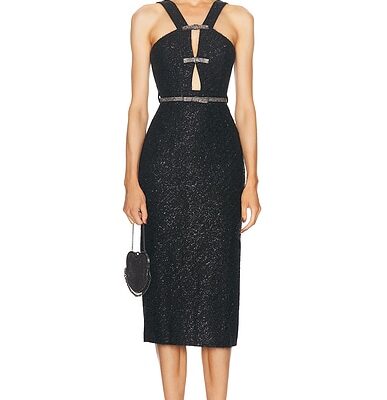 self-portrait Tinsel Boucle Midi Dress