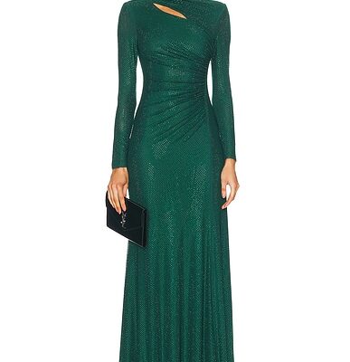 self-portrait Rhinestone Mesh Cut Out Maxi Dress
