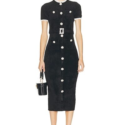 self-portrait Chenille Knit Midi Dress