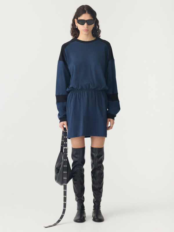 BASSIKE Paneled Long Sleeve T-Shirt Dress