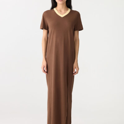 BASSIKE V Neck Longerline Short Sleeve Dress