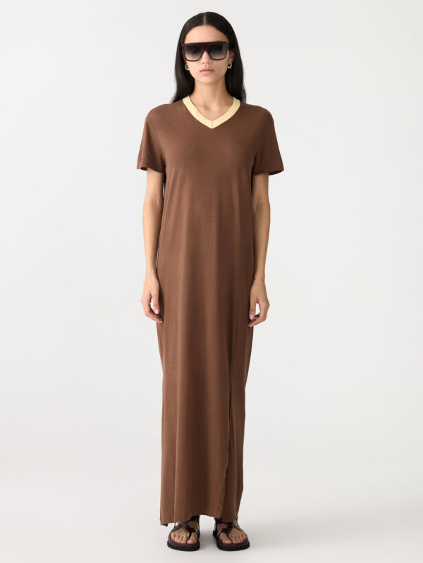 BASSIKE V Neck Longerline Short Sleeve Dress