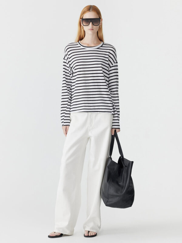 BASSIKE Stripe Slouch Long Sleeve T-Shirt
