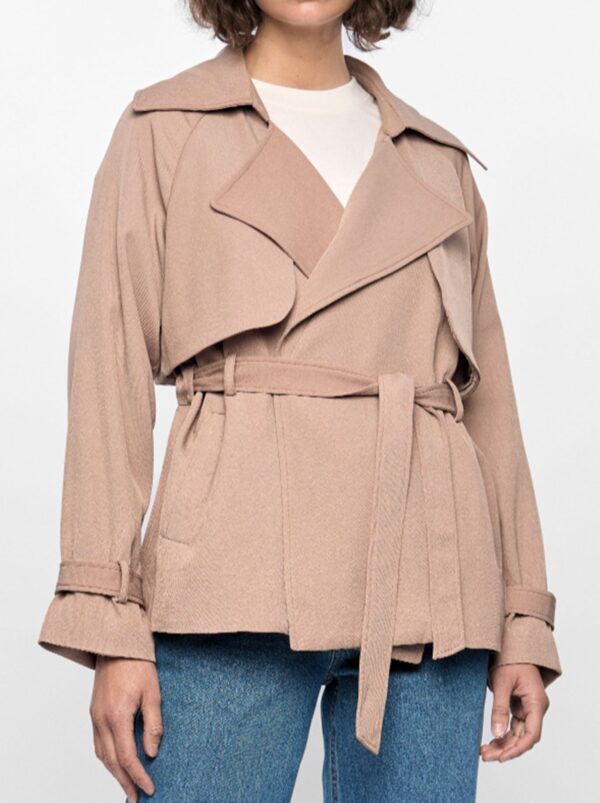 Staple The Label Olea Cropped Tie Waist Coat - Image 2