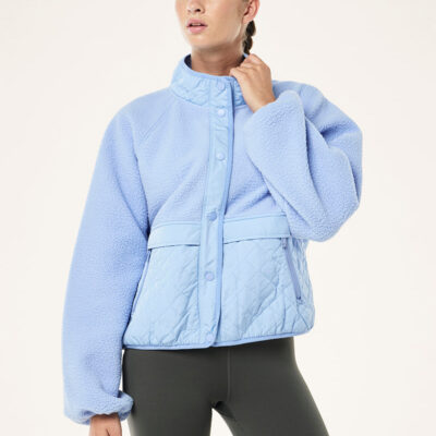 P.E Nation Technique Quilt Jacket In Dusty Blue