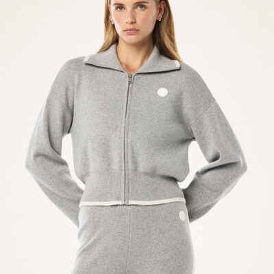 P.E Nation Global Verge Knit Jacket In Grey Marle