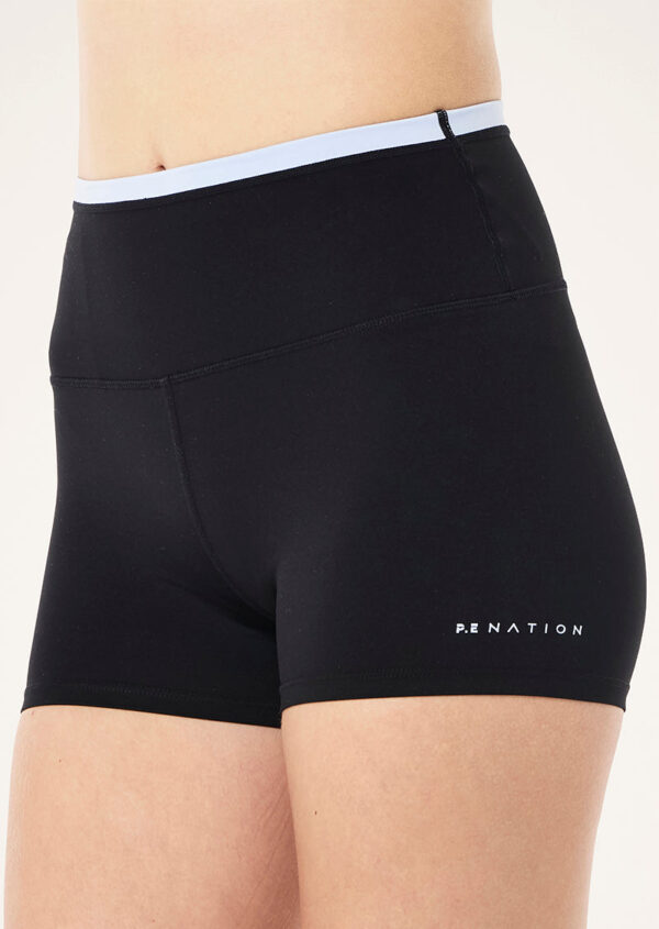 P.E Nation Global Vita 2.5" Bike Short In Black & Heather Blue - Image 3