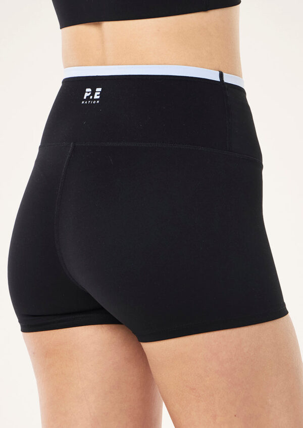 P.E Nation Global Vita 2.5" Bike Short In Black & Heather Blue - Image 2