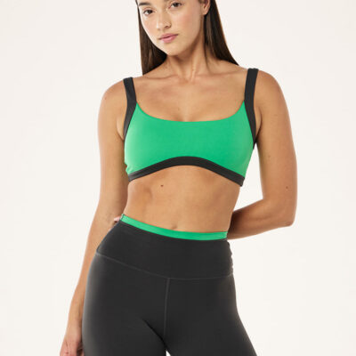 P.E Nation Vivid Sports Bra In Kelly Green & Caviar