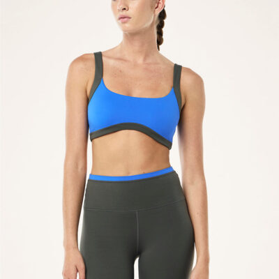 P.E Nation Vivid Sports Bra In Royal Blue & Gunmetal